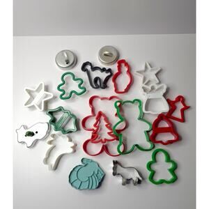 Lot of 19 Vintage Plastic & Metal Cookie Cutters Fox Run Misc. Holiday Christmas